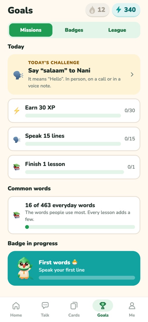 Daily goals and badges